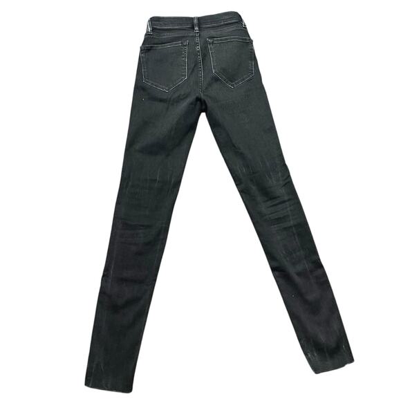 AllSaints Womens Grace Slashed Black Skinny Mid Rise Distressed Denim Jeans 25 - Picture 2 of 6